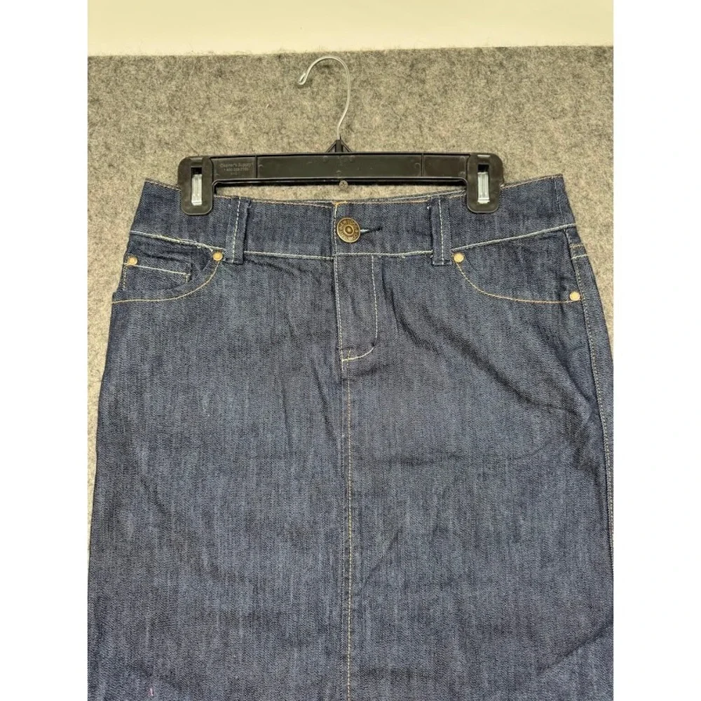 New York & Company Women Dark Wash Denim Mini Skirt Size 4‎ Stretch 5-Pocket NWT